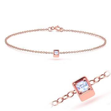 Rose Gold Plated CZ Stone in Box Silver Bracelet BRS-260-RO-GP